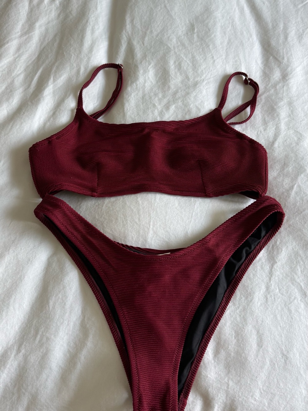 Zulu & Zephyr Ribbed Burgundy Bikini Set